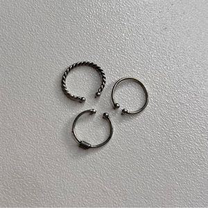 Icing | Silver Nose Ring Jewelry Accessory Edgy Streetwear, Set of 3